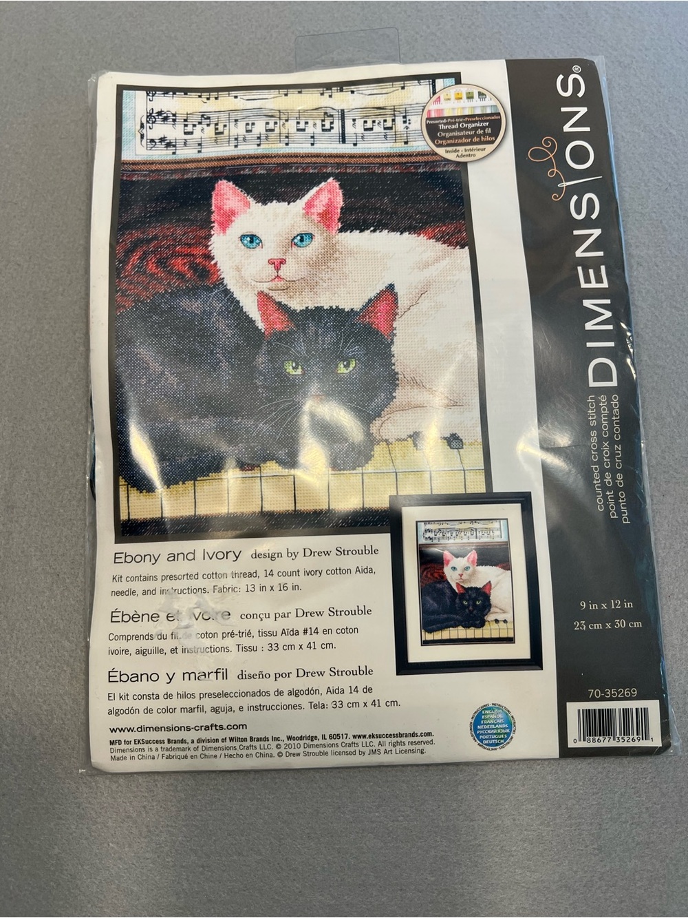 Dimensions Cats Ebony And Ivory On Piano 70-35269 Counted Cross Stitch Kit
